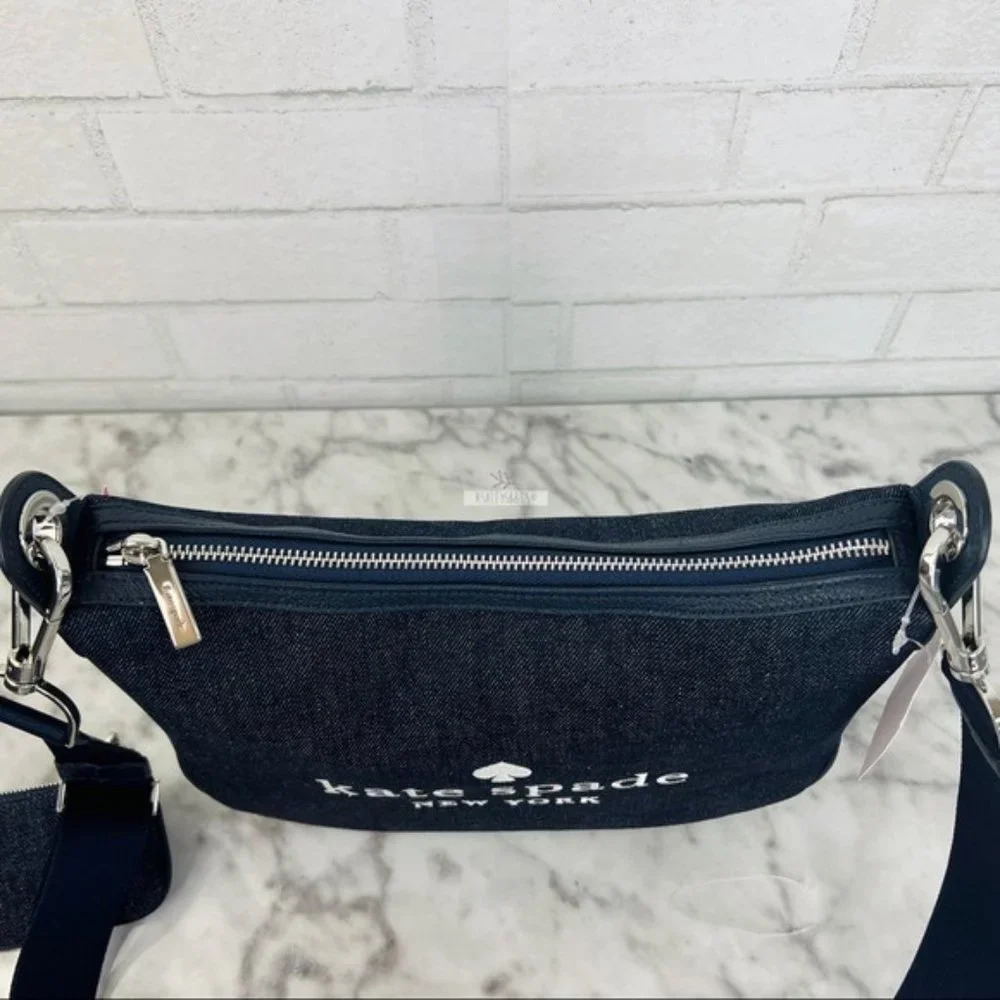 Kate Spade Denim Cherry Embroidered Rosie CrossbodyShoulder Bag & Coin Purse - Picture 4 of 11